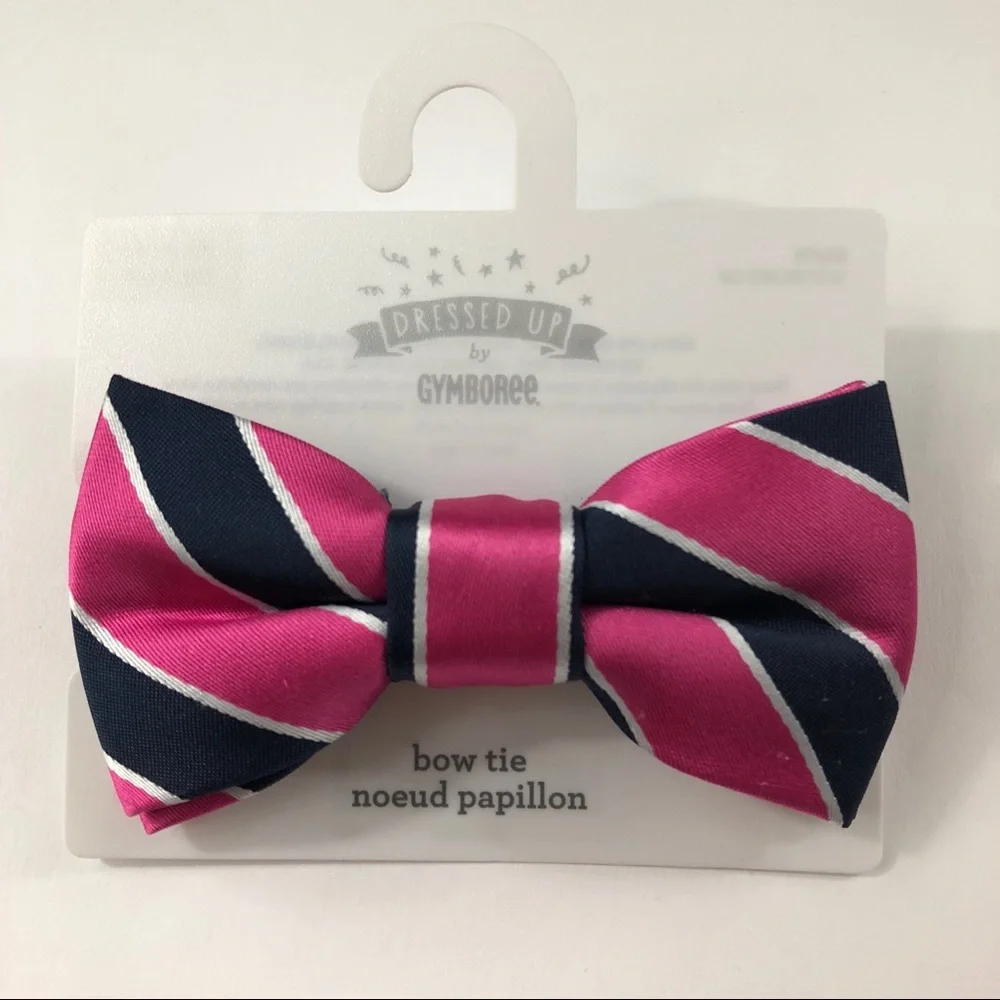 Toddler Boy Navy Blue Pink White Stripe Bow Tie Gymboree Dressed Up 2T -5T